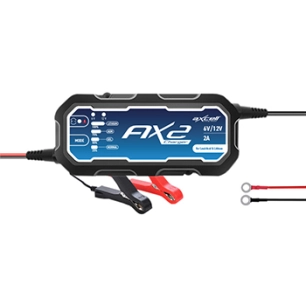 chargeur et mainteneur de batterie axcell ax2 smart charger, pour batteries plomb-acide 6v/12v et lithium 12v, courant de charge