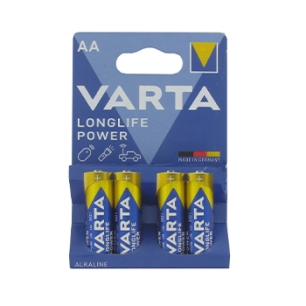 lot de 4 piles alcalines 1,5v varta - type aa lr06.