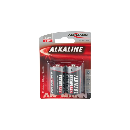 lot de 2 piles alcalines 1,5 v baby c / lr14.