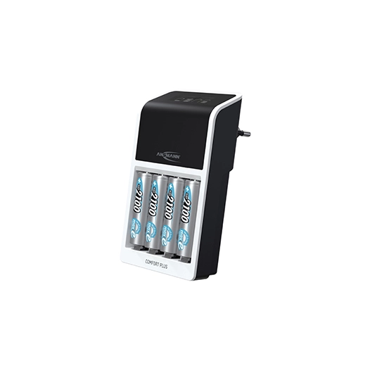 chargeur rapide comfort plus 230 v - 650 ma, 100% automatique + 4 piles rechargeables aa 2100 mah. pour la charge de 1 à 4 piles