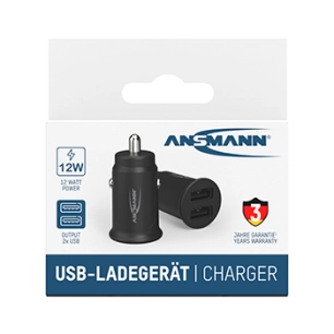 chargeur usb 2 connexions cc212 pour prise allume-cigare 12-24 v dc - 12 w. tension de sortie : 5 v dc . courant de charge max: