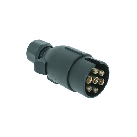 prise de courant mâle 7 fiches adaptables à visser, socle métal.