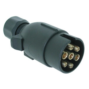 prise de courant mâle 7 fiches adaptables à visser, socle métal.