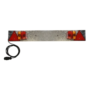 rampe de signalisation galvanisée, largeur 1m, avec 2 feux 4 fonctions, 2 triangles catadioptre et câble de longueur 4m avec pri