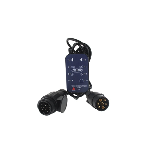 testeur d'attelage à led. permet de vérifier le bon fonctionnement des différentes fonctions en sortie de prise véhicule, 7 et 1