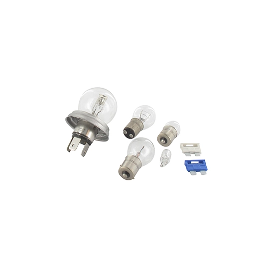 coffret de 5 ampoules 12v de secours ce, composé d'une ampoule de chacune des références r2, p21w, p21/5w, r5w et w5w. -pl