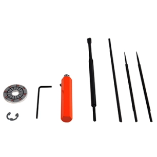 kit pour carburateurs echo composé d'un manche, de trois lames spécifiques et d'une jauge de réglage.