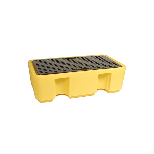 palette / plateau de rétention pour stockage fût de 250l, caillebotis amovible, manipulable par chariot élévateur, 100% pe, 100%