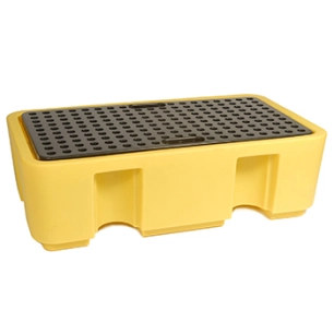 palette / plateau de rétention pour stockage fût de 250l, caillebotis amovible, manipulable par chariot élévateur, 100% pe, 100%