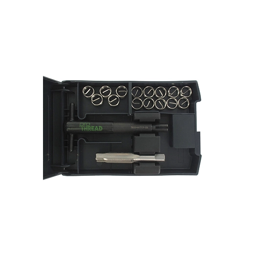 coffret de réparation pour filetage de bougie d'allumage. livré avec outillage et inserts en m14 x 1,25.
