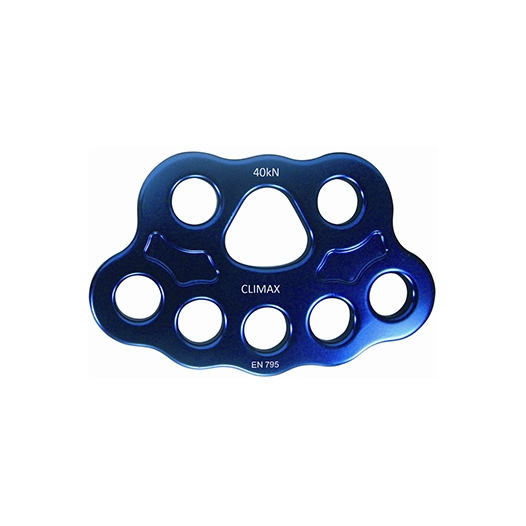 plaque d'ancrage multicordes pour arrimage par mousquetons uniquement. max 40 kn. 50g. en795.