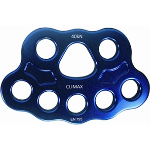 plaque d'ancrage multicordes pour arrimage par mousquetons uniquement. max 40 kn. 50g. en795.