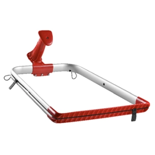 anneau porte sac poubelle avec sangle de serrage et harnais. dimensions 44 cm x 26/31 cm. -pl