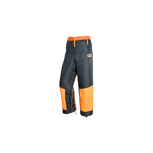 jambière tronçonnage taille unique, protection 5 couches, polyester traité déperlant. ceinture avec attache rapide. double zip d