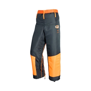 jambière tronçonnage taille unique, protection 5 couches, polyester traité déperlant. ceinture avec attache rapide. double zip d
