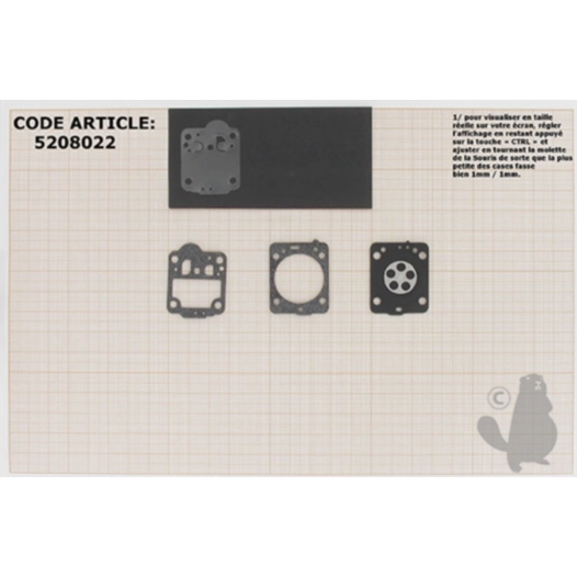 kit membranes et joints carburateur adaptable husqvarna modèles 235, 240. remplace origine zama gnd-83, 504028601.
