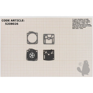 kit membranes et joints carburateur adaptable stihl modèles ms380, ms381. remplace origine zama gnd-96.