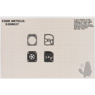 kit membranes et joints carburateur adaptable stihl modèles bt121. remplace origine zama gnd-98, 11290071062.