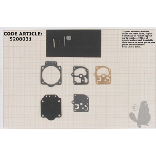 kit réparation membranes et joints carburateur adaptable mcculloch modèles pm610, c25-19-01. remplace origine zama rb-18.