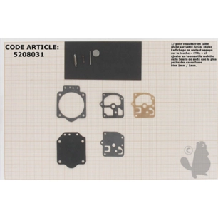 kit réparation membranes et joints carburateur adaptable mcculloch modèles pm610, c25-19-01. remplace origine zama rb-18.