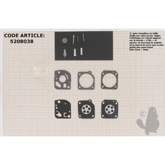 kit réparation membranes et joints carburateur adaptable poulan, weedeater modèle vs-2. remplace origine zama rb-73.