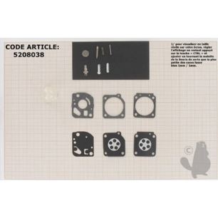 kit réparation membranes et joints carburateur adaptable poulan, weedeater modèle vs-2. remplace origine zama rb-73.