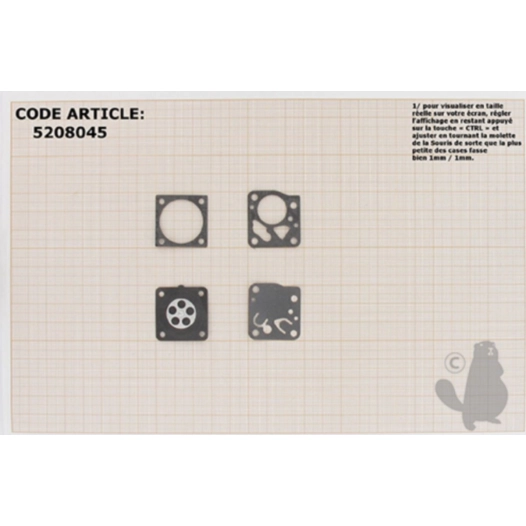 kit membranes et joints carburateur adaptable alpina modèles 40, 41, 45, 540, 600, p34. remplace origine tillotson dg-3hu.