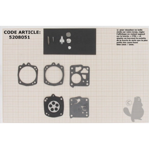 kit réparation membranes et joints carburateur adaptable dolmar modèles pc6200, pc7300. remplace origine tillotson rk-31hs.
