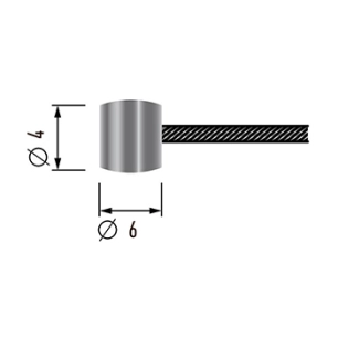 câble souple à embout tonneau (ø 6mm x l 3,5mm) - longueur totale : 2200mm ø: ext: 1,2mm.