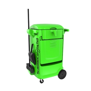 chariot de stockage et de recyclage d'absorbant tout-en-un. stocke, distribue et recycle. fournis avec balais et pelle de ramass