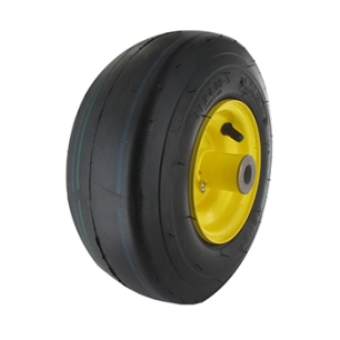 roue jante acier 11 x 400-5 adaptable john deere - toro pour modèles 1600, 1620 et série 900. jante métal jaune. remplace origin