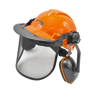 casque forestier comprenant un casque (en397), un anti-bruit 23 db (en352-3), une visière grillagée (en1731 s). normes en352-3,