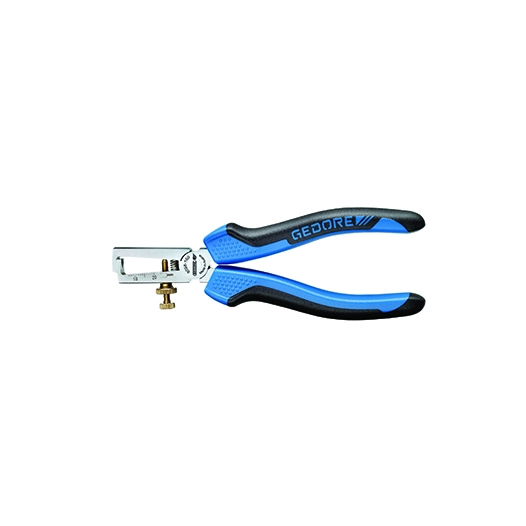 pince à dénuder gedore chromée et polie avec gaine bi-matière - avec ressort et vis de réglage pour fils de 0,8 à 6mm2.