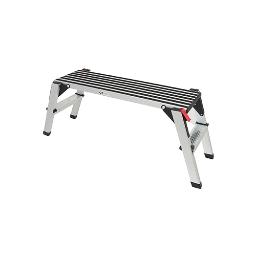 marche pied / réhausseur de travail en aluminium, pliable avec surface anti-dérapante. dimensions: 1 m x 30 cm. hauteur 48 cm. c