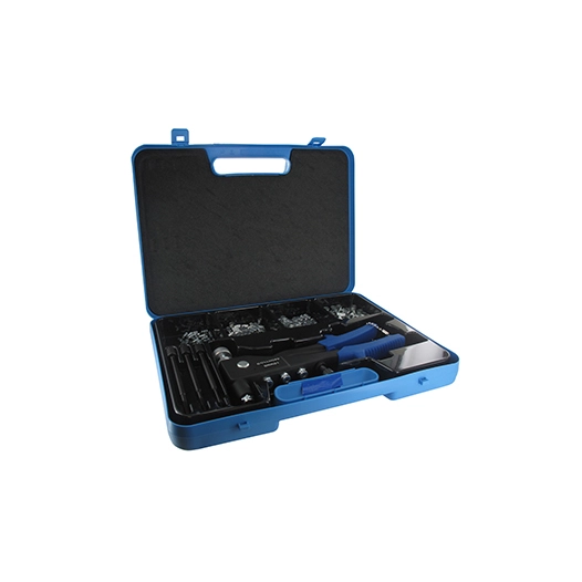 coffret d'écrous à rivets aveugles m3, m4, m5, m6 (50 pièces de chaque dimension), avec 4 mandrins filetés, embouts et outils.