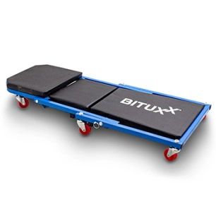 marche pied / réhausseur de travail acier, sur roulettes, pliable avec surface anti-dérapante. dimensions: 1,02 m x 44 cm (dépli