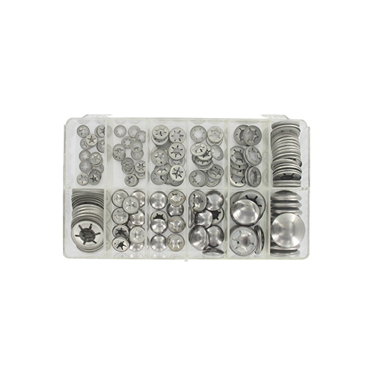 coffret de pastilles d'arrêt clips pour bout d'arbre / diamètre : 4 à 14 mm, idéales pour roues, galets, etc. composé d'un assor