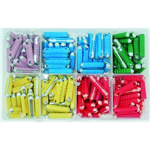 coffret de fusibles stéatite bna de 5a à 25a. composé d'un assortiment de 200 pièces.