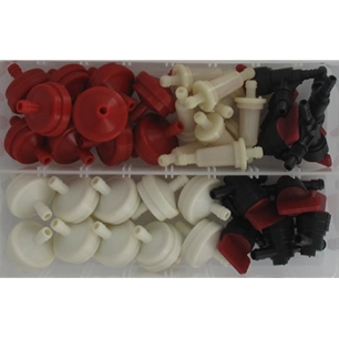 coffret / assortiment de filtres et de robinets à essence. contient 40 pièces.