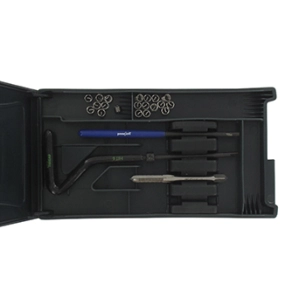 pochette de réparation m4 x 0,7 pour filetages endommagés, livré avec outillage et inserts.