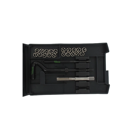 pochette de réparation m8 x 1,25 pour filetages endommagés, livré avec outillage et inserts.