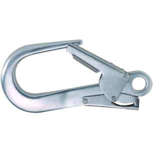 crochet tout acier, avec fermeture double sécurité. capacité 22 kn. ouverture 54mm. poids 250g. ce en362