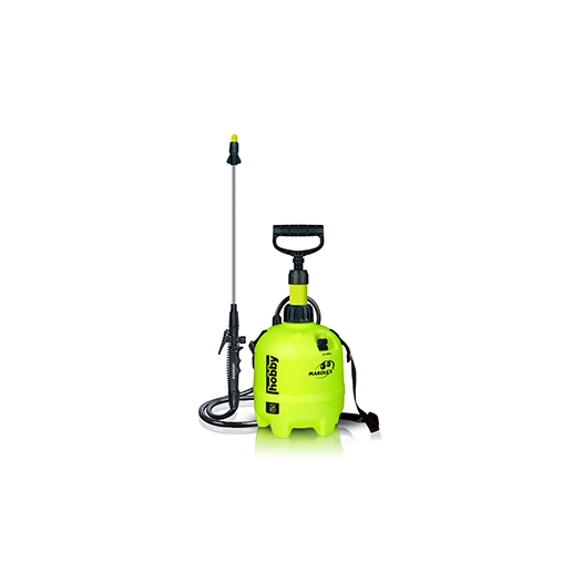 pulvérisateur à pression marolex, modèle hobby5, d'une capacité de 5 litres pour une pression de 4 bars. hauteur 415mm. lance dr