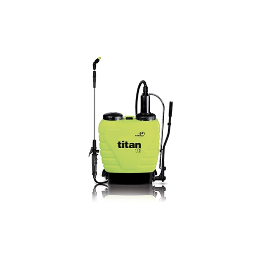 pulvérisateur à dos marolex modèle titan 16, d'une capacité de 16 litres. avec lance télescopique à jet directionnel. dimensions