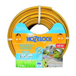 tuyau d'arrosage ø15mm x l 50m tricoflex ultraflex hozelock tricoté 5 couches, flexible et anti-torsion, jaune avec sur-épaisseu
