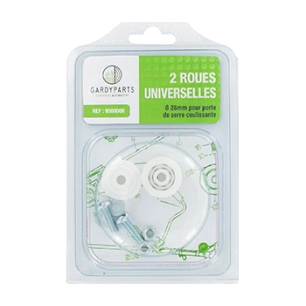 jeu de 2 roues universelles ø28mm pour porte de serre coulissante.