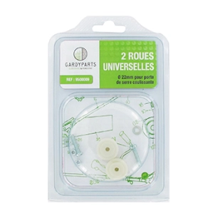 jeu de 2 roues universelles ø22mm pour porte de serre coulissante.