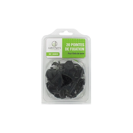 jeu de 20 pointes de fixation universelles pour filets de serre.