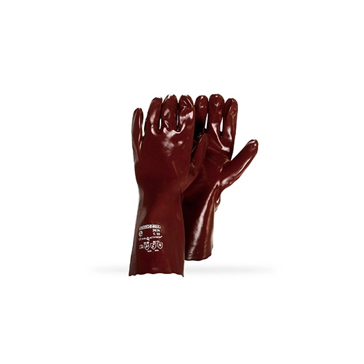 paire de gants pvc protection acide, taille 10/l. pour manipulation de produits liquides, chimiques et pétroliers. normes ce en4