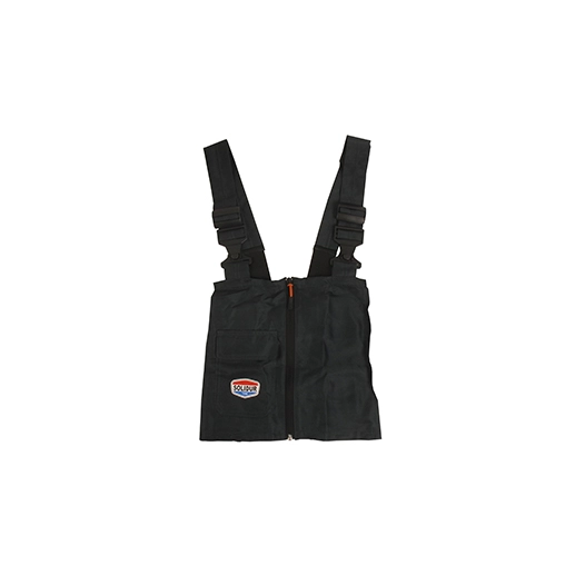 plastron avec boucles réglables, zip central et 1 poche poitrine. taille unique. s'adapte à tous nos pantalons de tronçonnage po